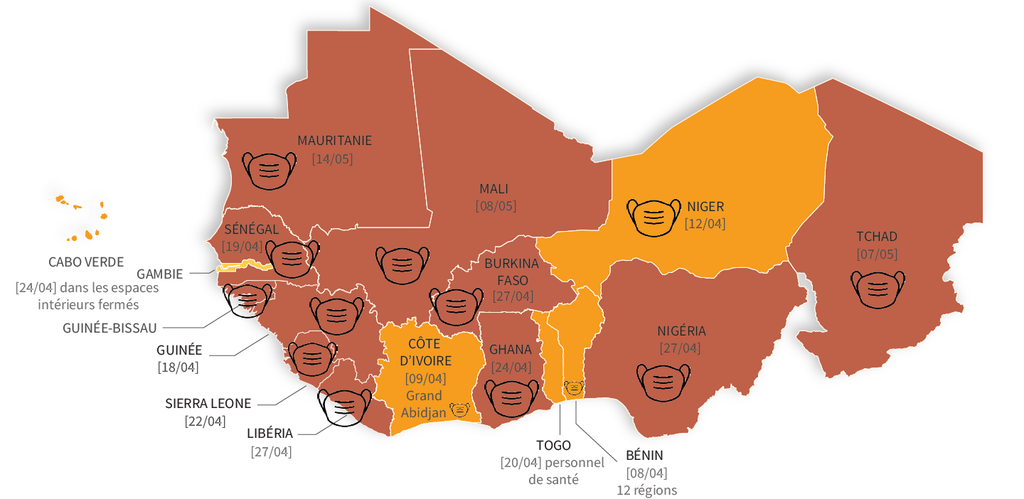 la carte de l afrique de l ouest La COVID 19 en Afrique de l'Ouest : une gestion aux multiples 